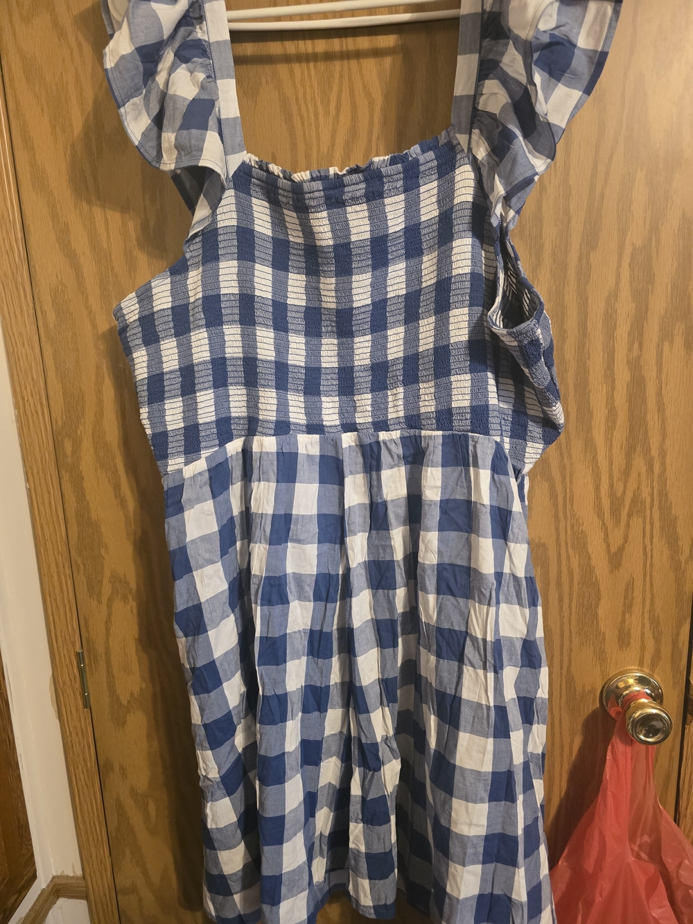 Old Navy Blue and White Gingham Sundress with Ruffle Straps - Picture 2 of 5